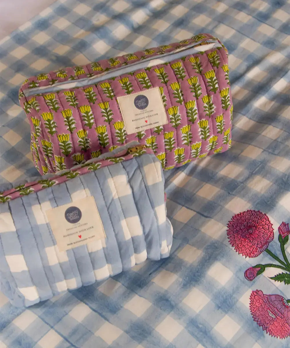 Nova Make-Up Bag - Pink & Tan