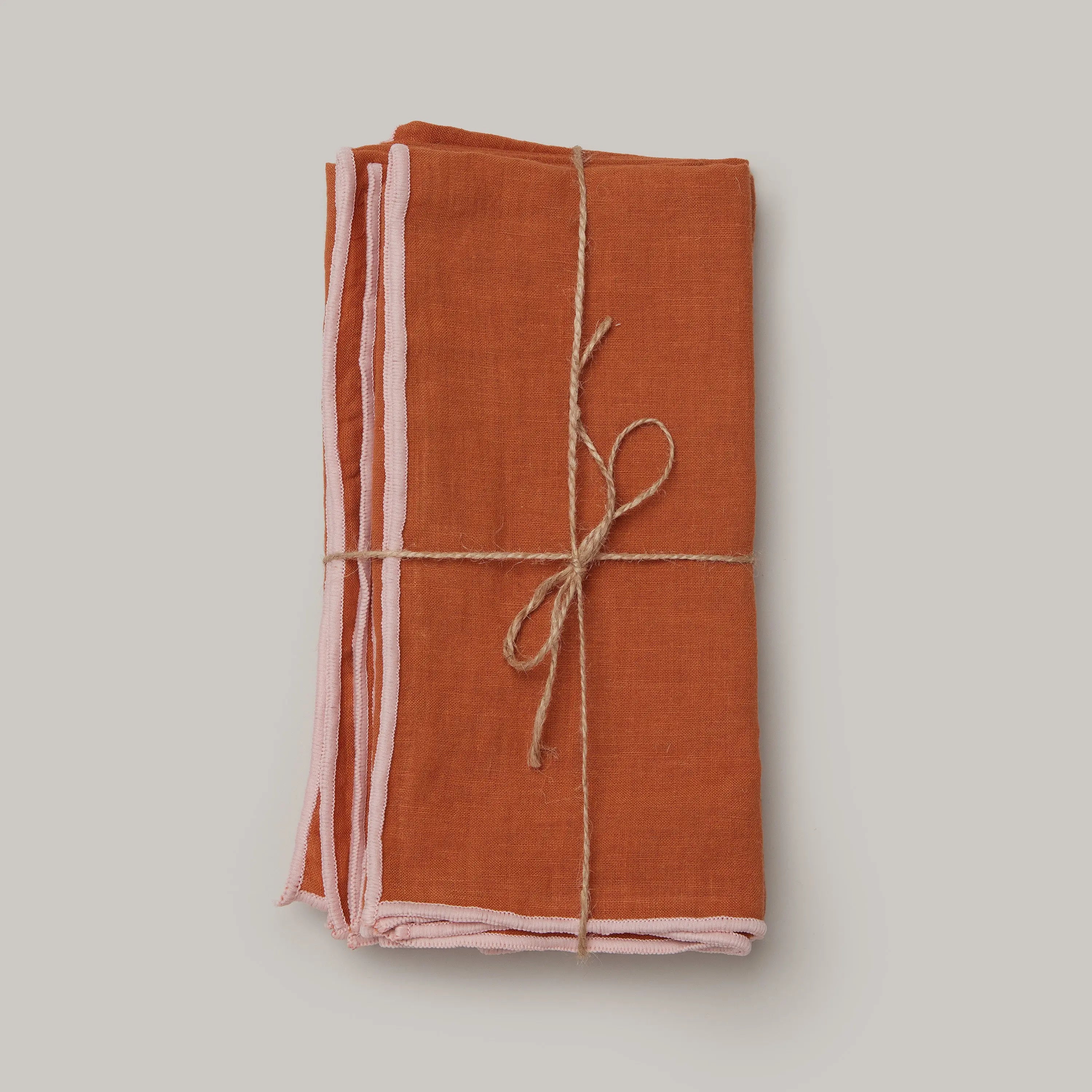 Stonewashed Linen Napkins Pink & Tan