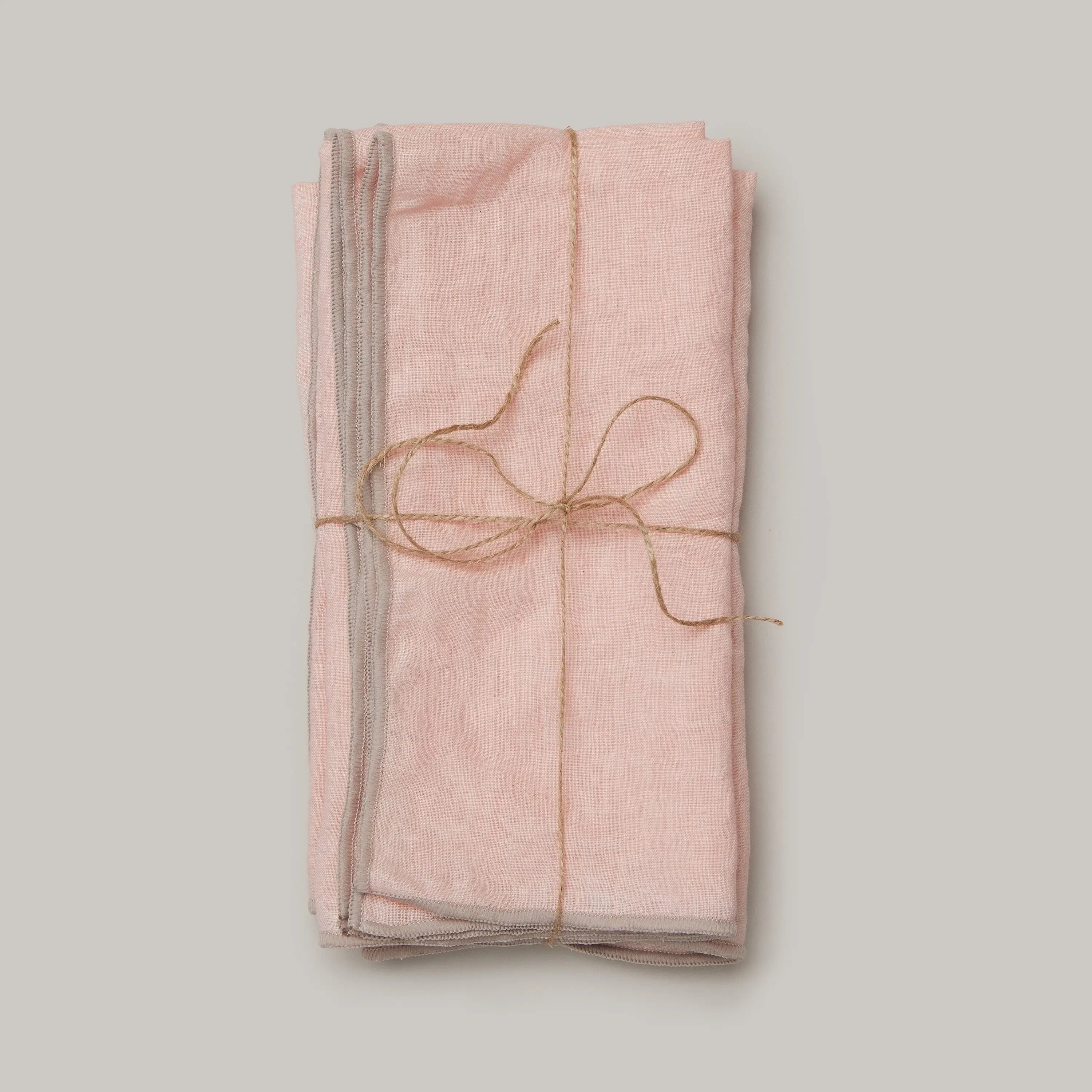 Stonewashed Linen Napkins Pink & Tan