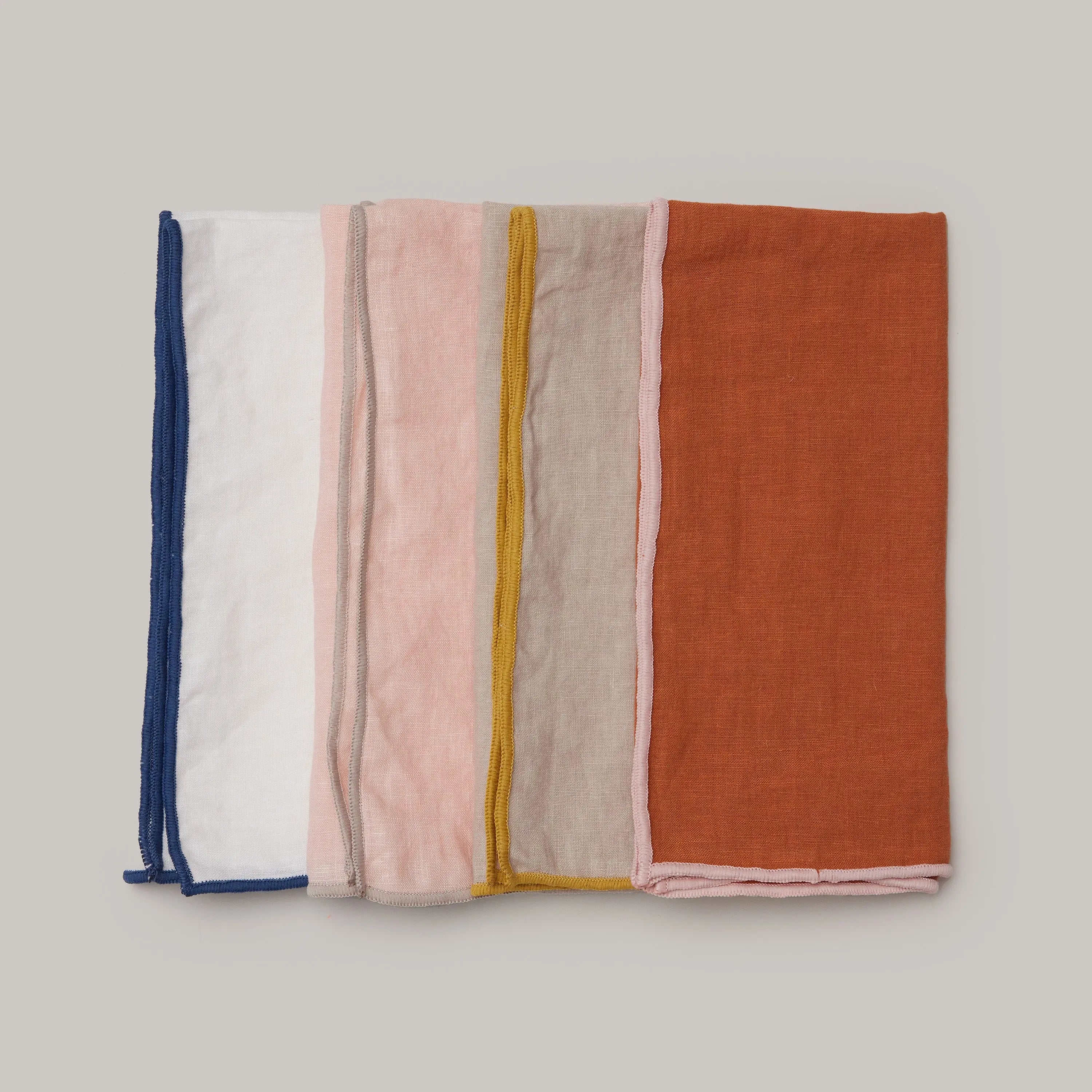 Stonewashed Linen Napkins Pink & Tan