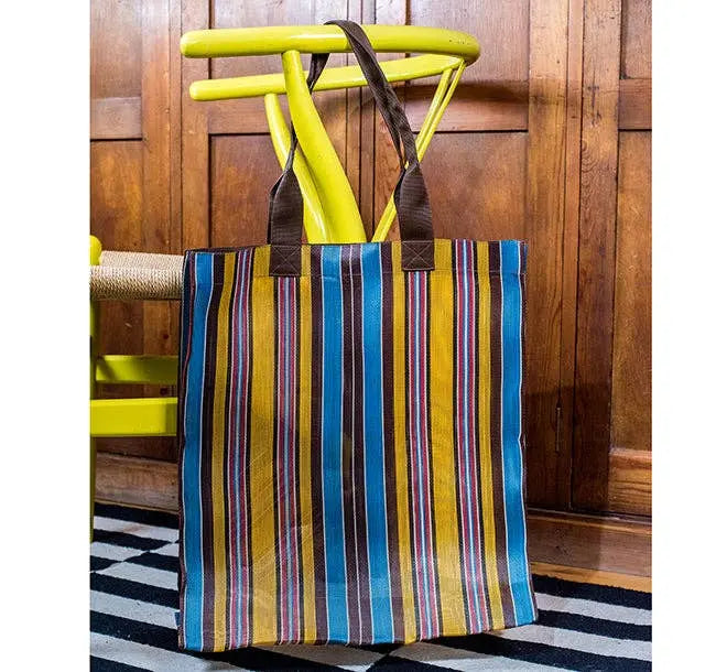 Woven Market Shopper in Indian Yellow, Saxe Blue & Rose Beige British Colour Standard North America