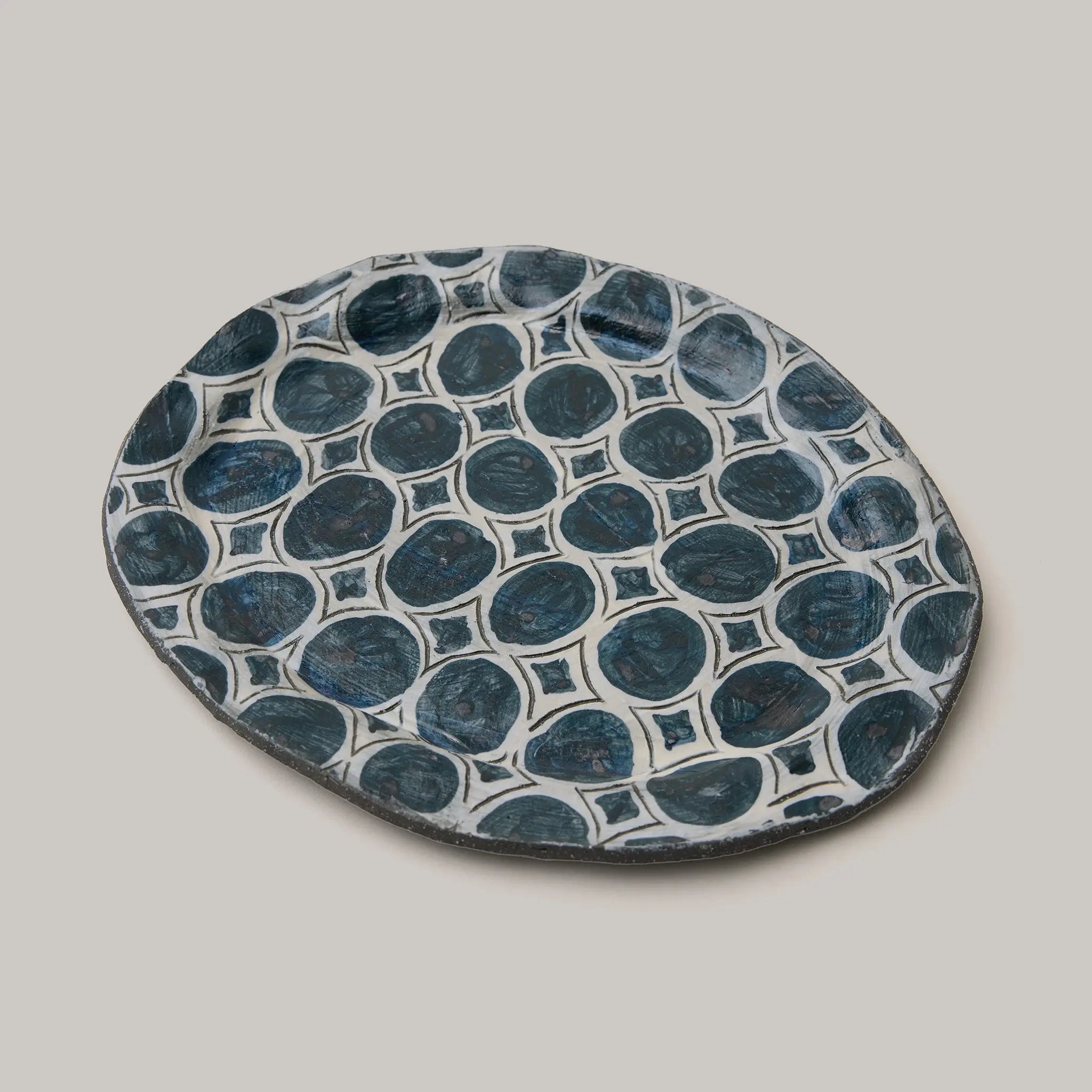 Black Clay Blue Glaze Plate Not specified