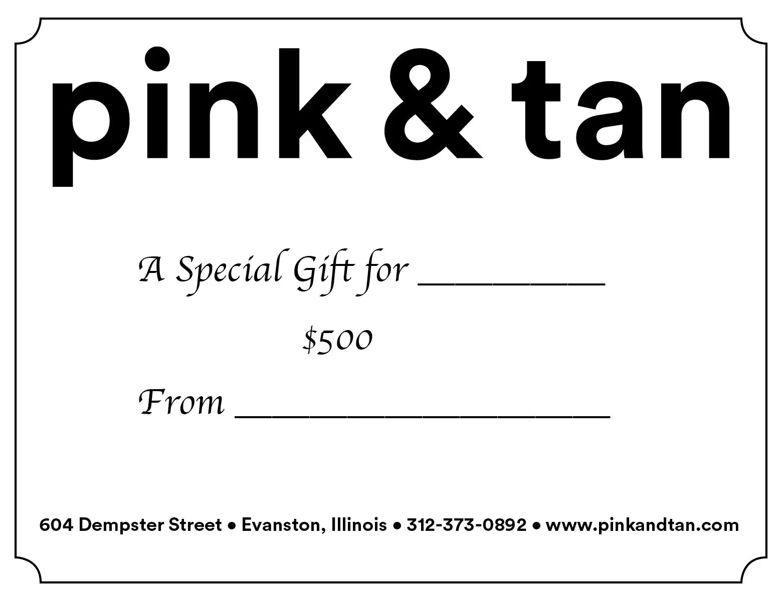 Pink & Tan Gift Card Pink & Tan