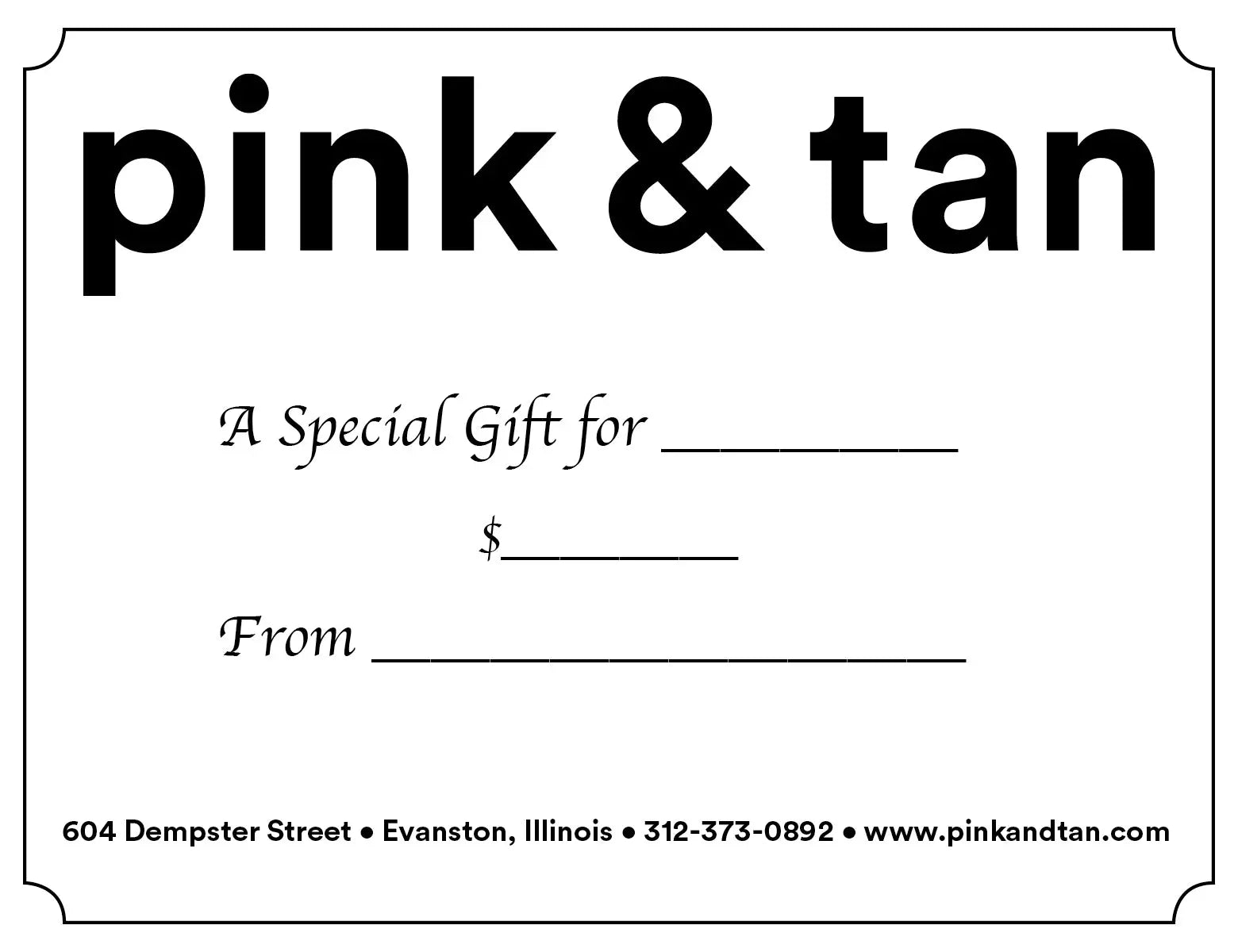 Pink & Tan Gift Card Pink & Tan