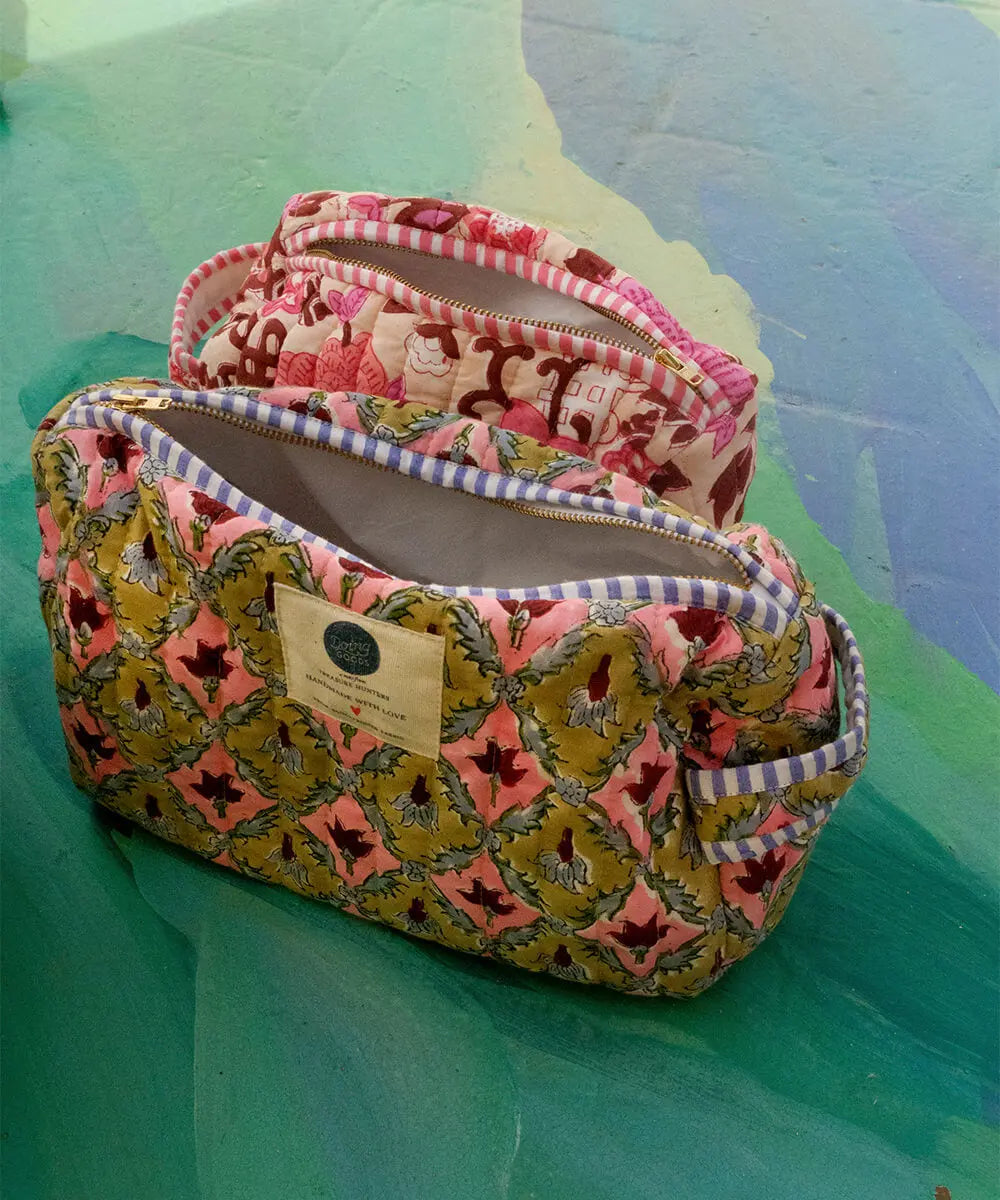 Molly Make-Up Bag - Pink & Tan