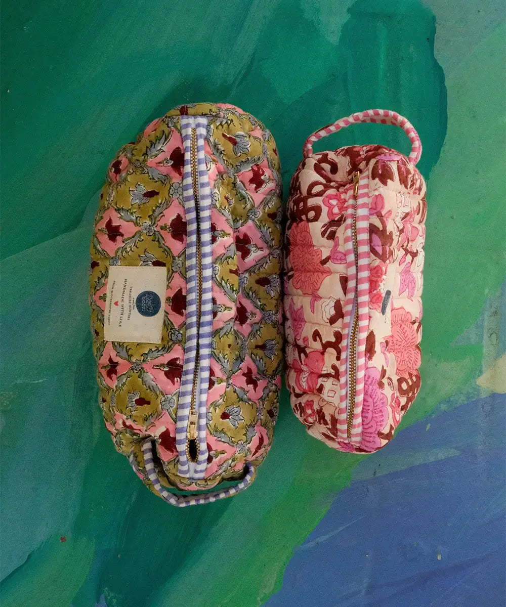 Molly Make-Up Bag - Pink & Tan