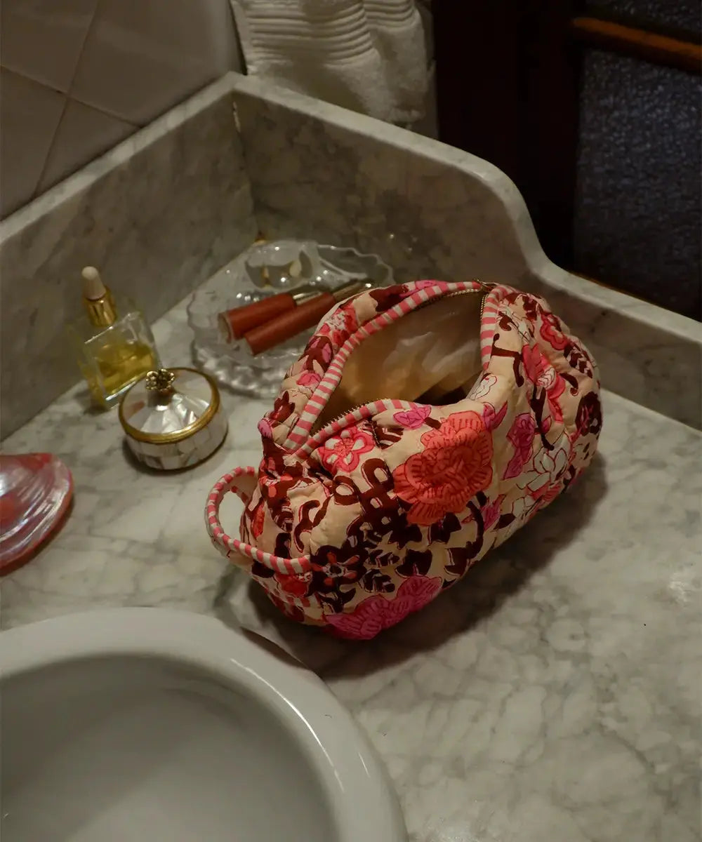 Molly Make-Up Bag - Pink & Tan