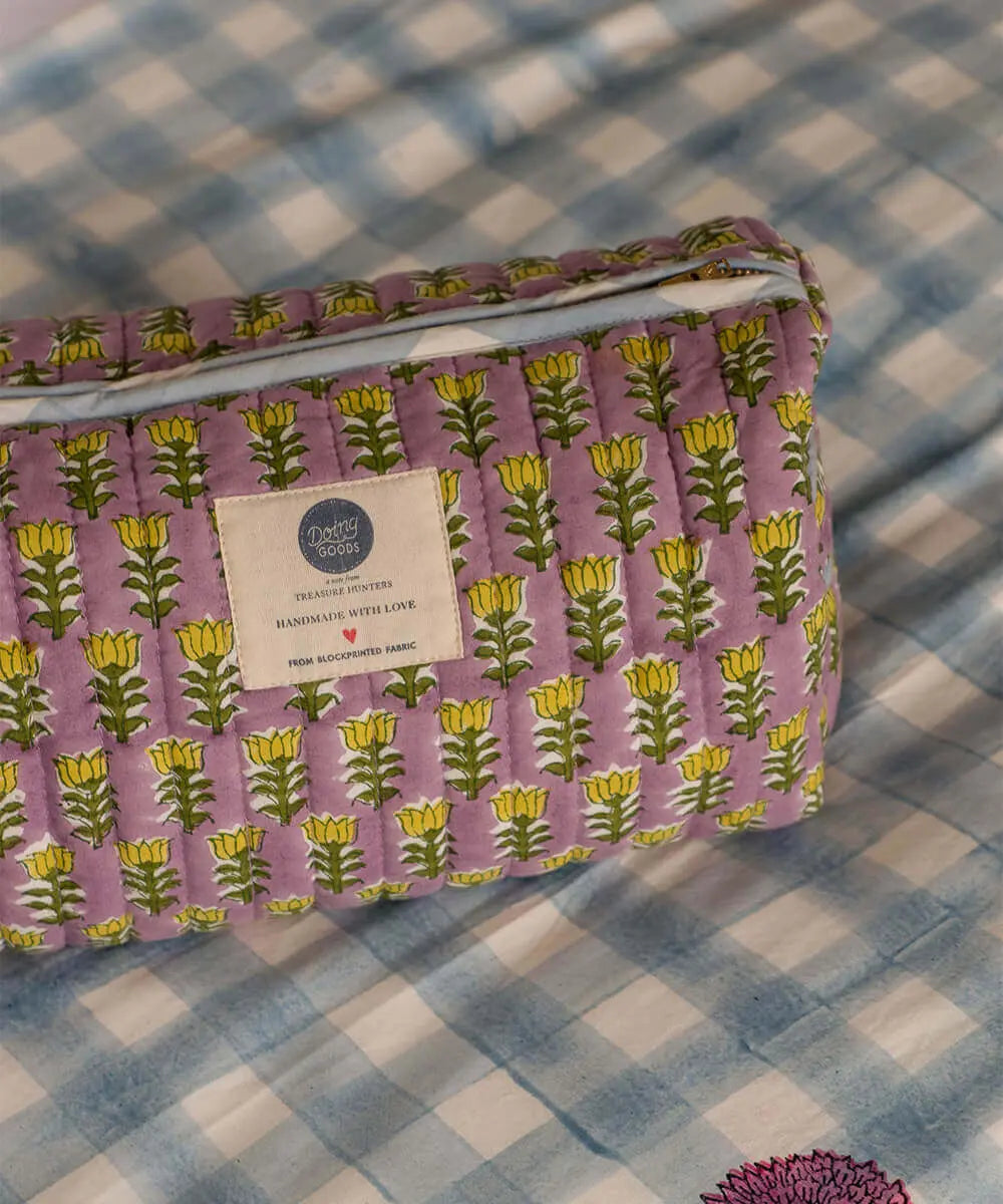 Nova Make-Up Bag - Pink & Tan