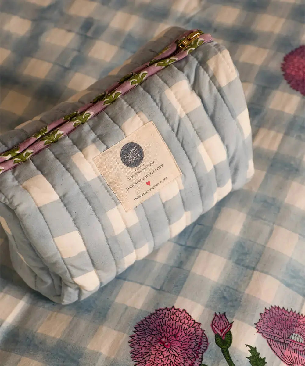 Nova Make-Up Bag - Pink & Tan