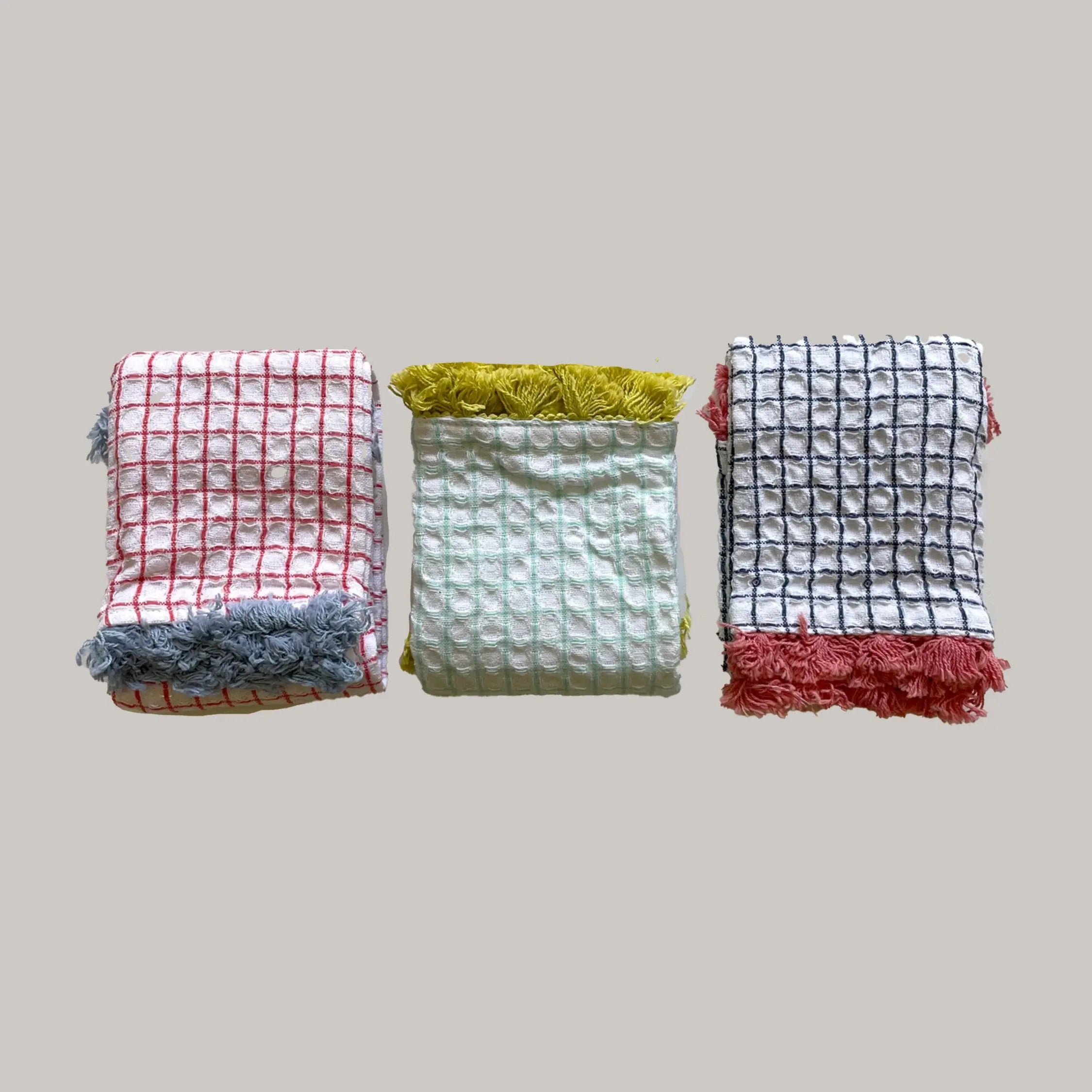 Waffle Cotton Dishcloths Pink & Tan