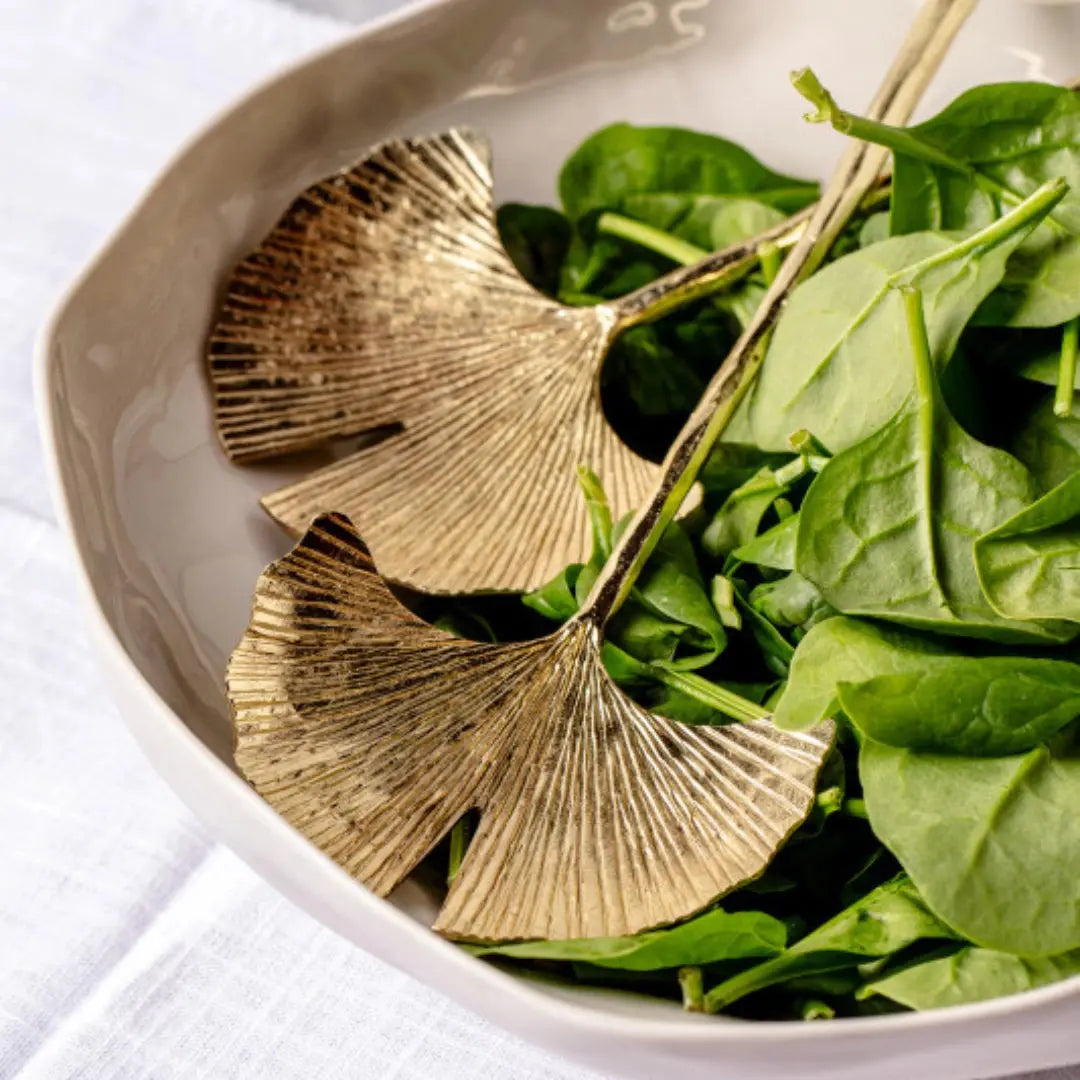 Gingko Gold Salad Servers BeHome