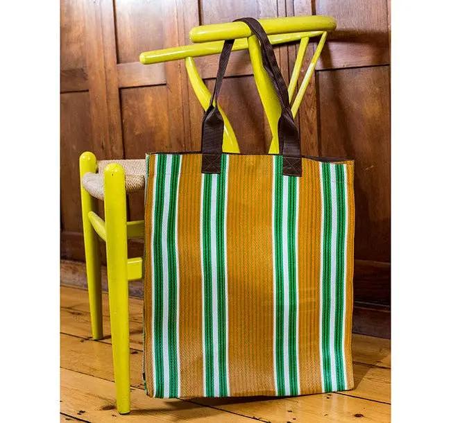 Woven Market Bag in Spanish Orange & Grass Green British Colour Standard North America