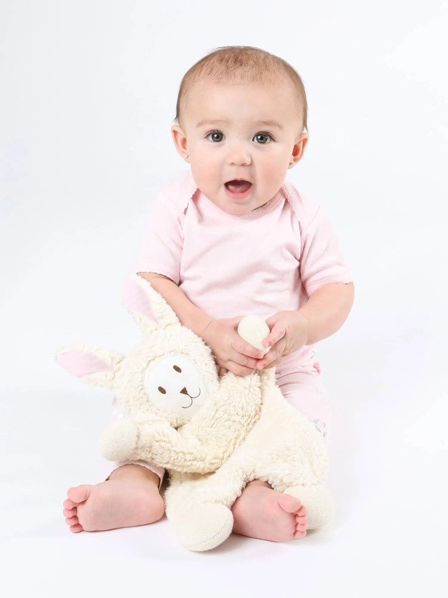 Snuggle Bunny Lovey w/ Pink Stripe Ears Under the Nile