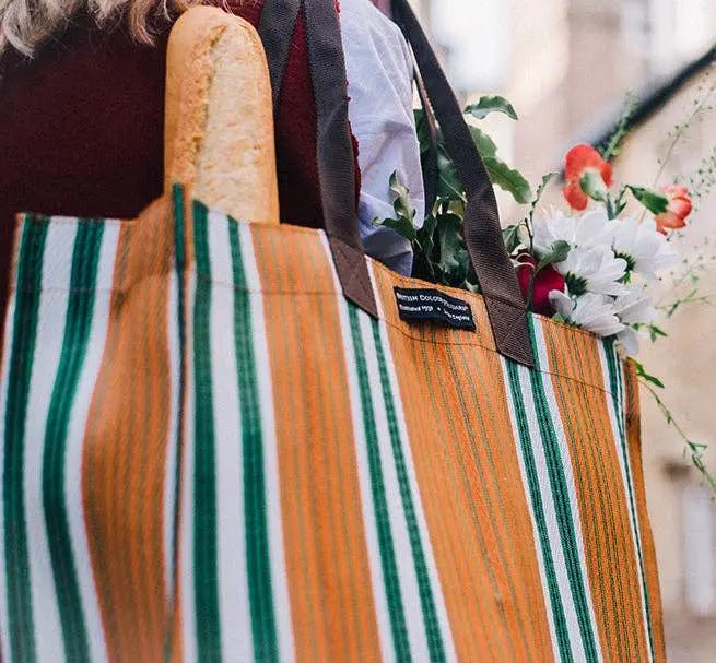 Woven Market Bag in Spanish Orange & Grass Green British Colour Standard North America
