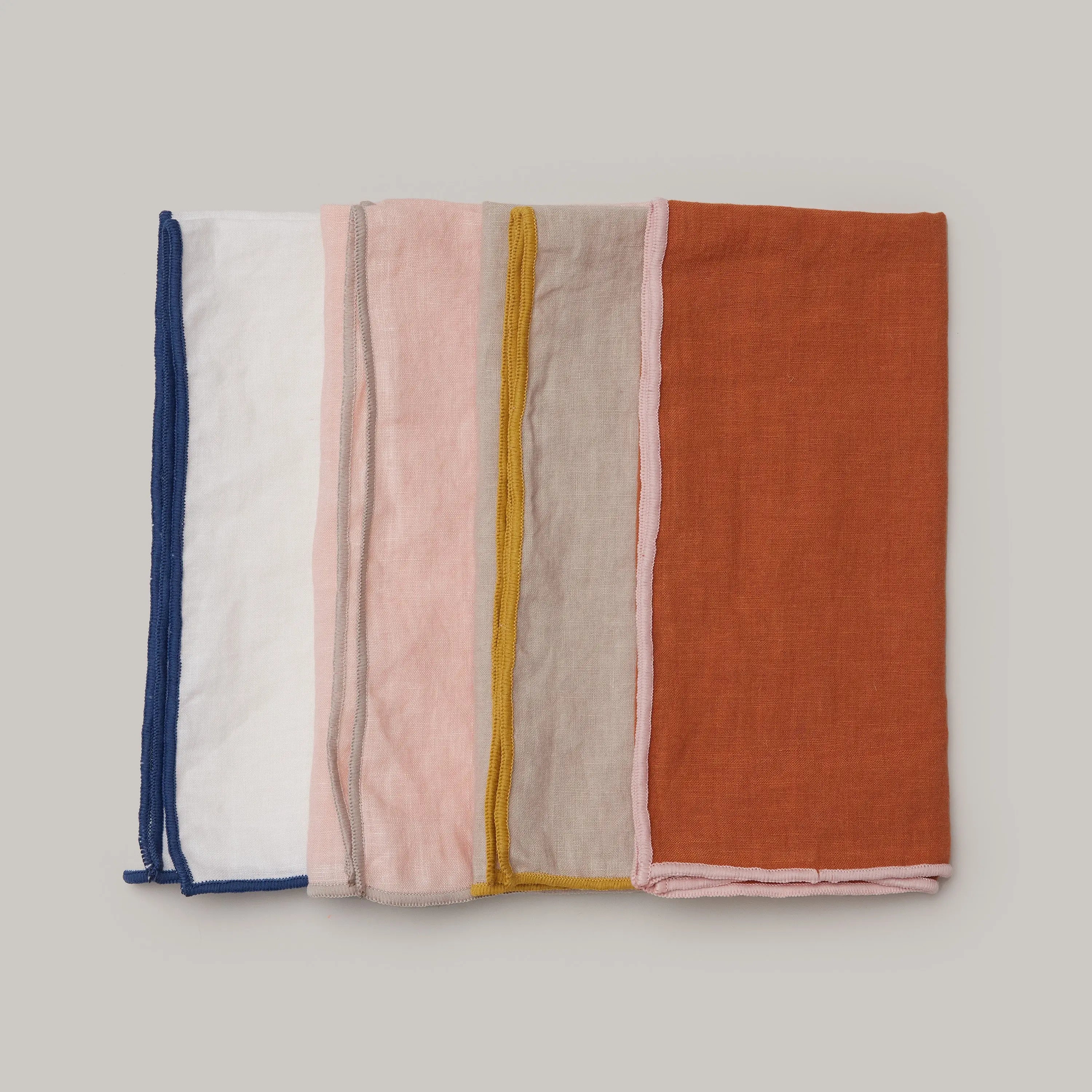 Stonewashed Linen Napkins Pink & Tan