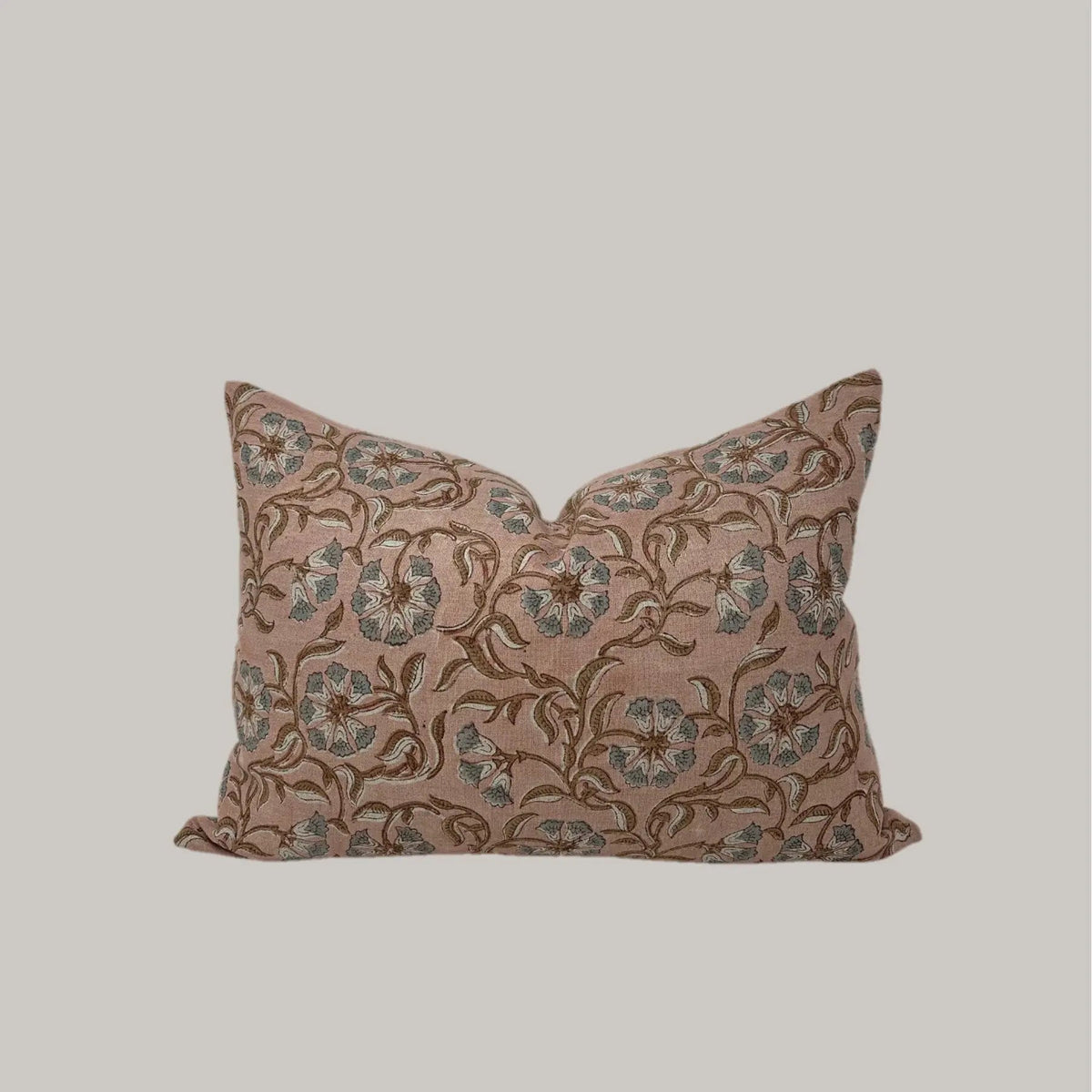 Double-faced linen lumbar pillow by Everand for Pink & Tan