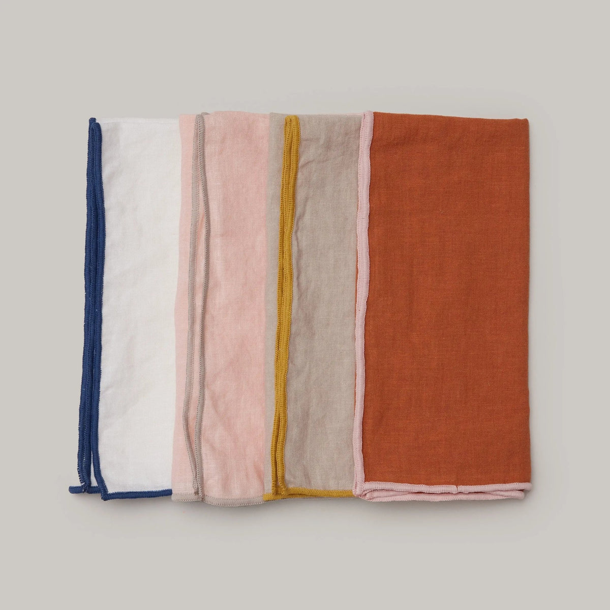 Stonewashed Linen Napkins Pink & Tan