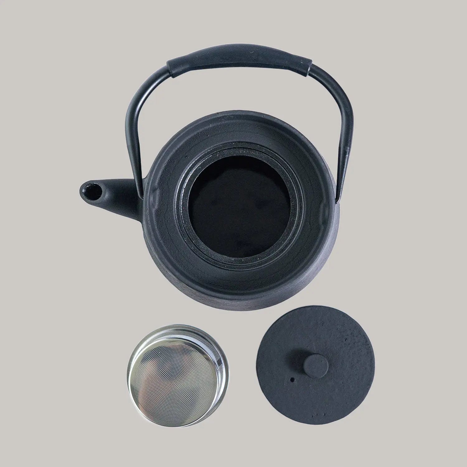 Modern Straight Edge Design Black 33oz Cast Iron Tea Pot (1/8) Urban Tokyo