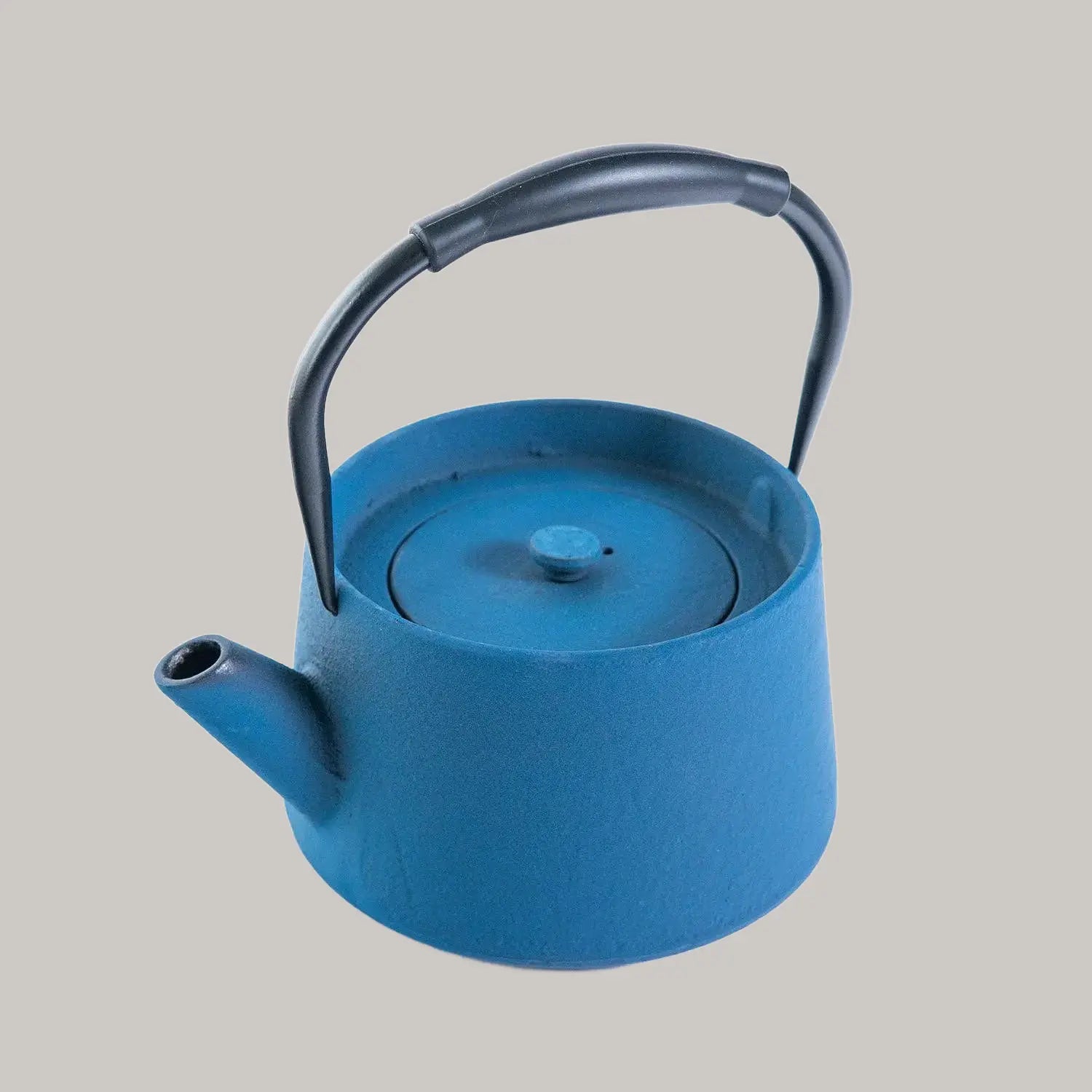 Modern Straight Edge Design Blue 33oz Cast Iron Tea Pot (1/8) Urban Tokyo