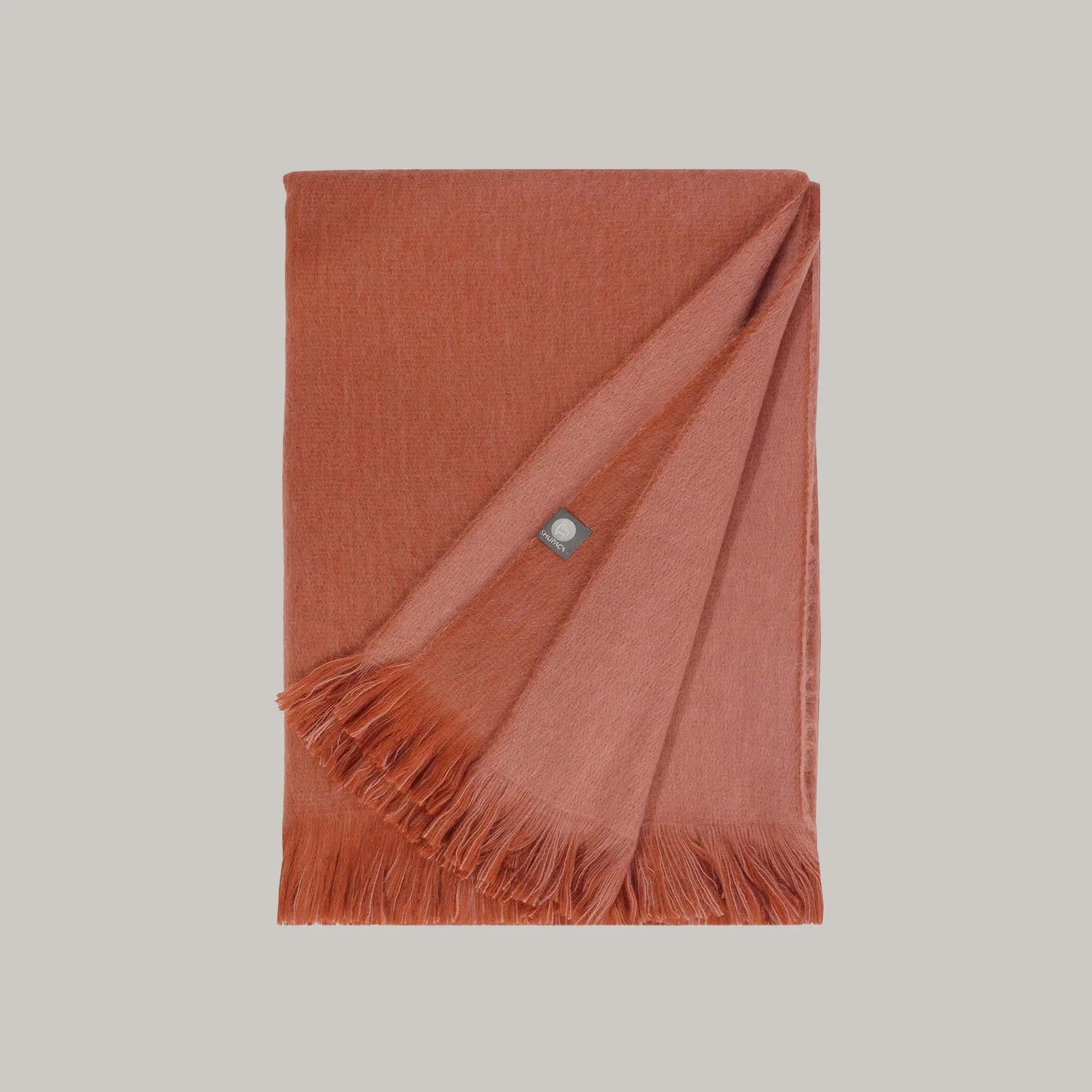 Rusted Coral Alpaca Double Sided Throw Shupaca Alpaca