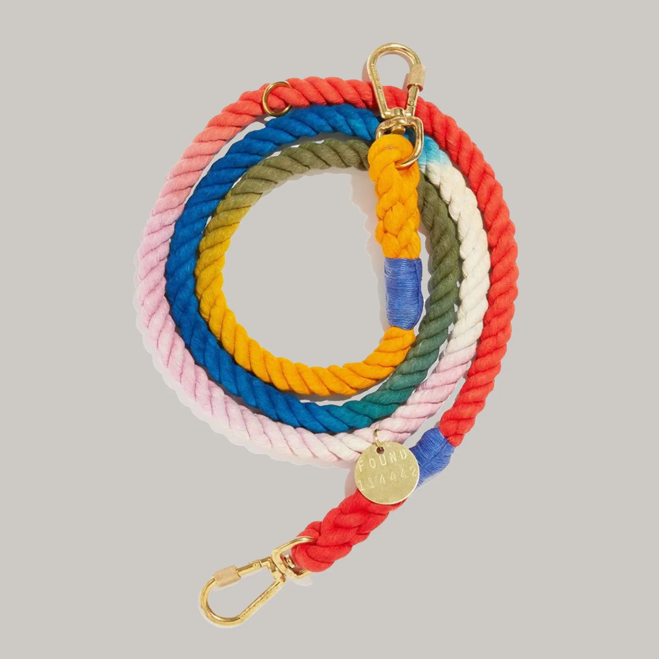 Found My Animal Rope Dog Leash Pink & Tan