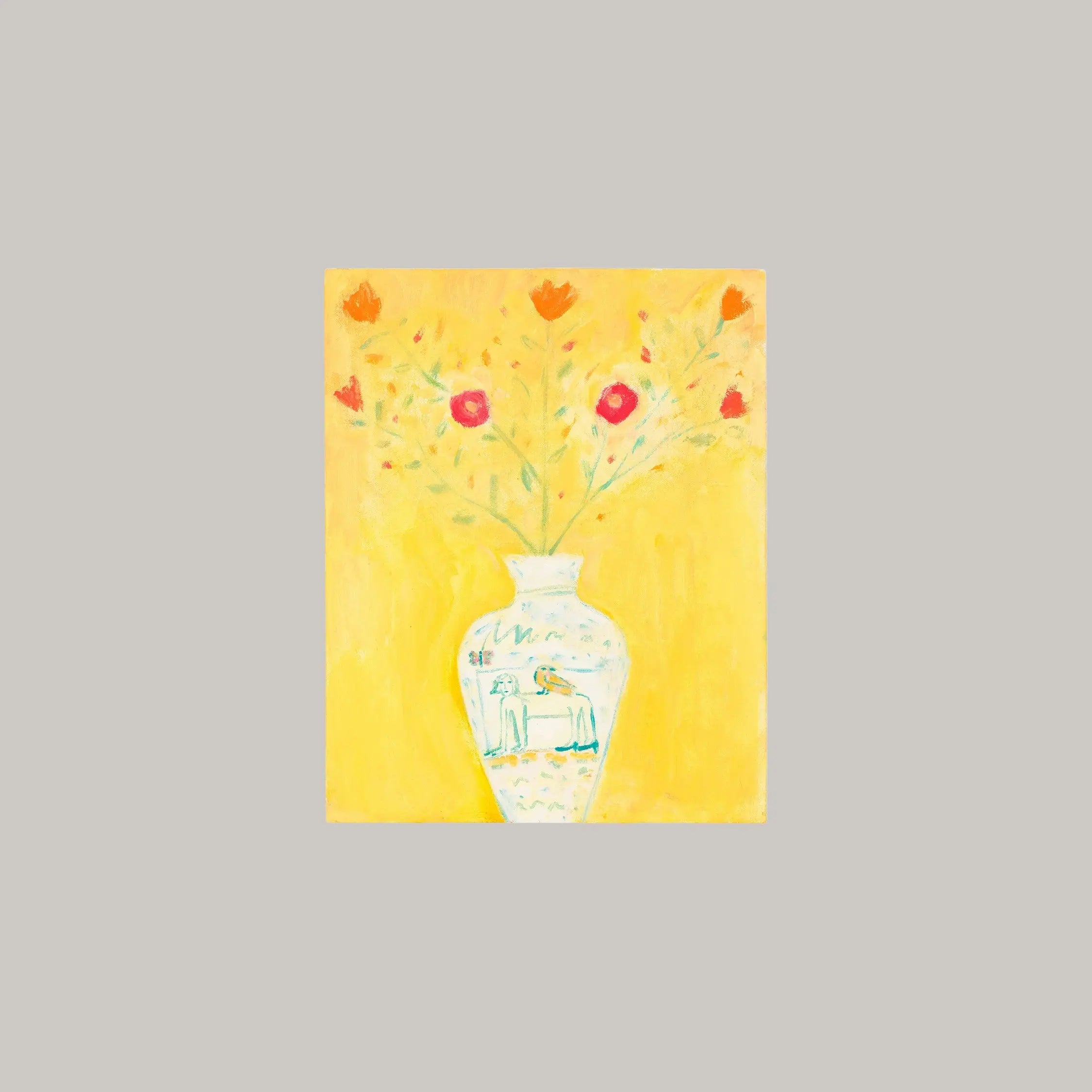 Vase with Pink and Orange Flowers - Pink & Tan