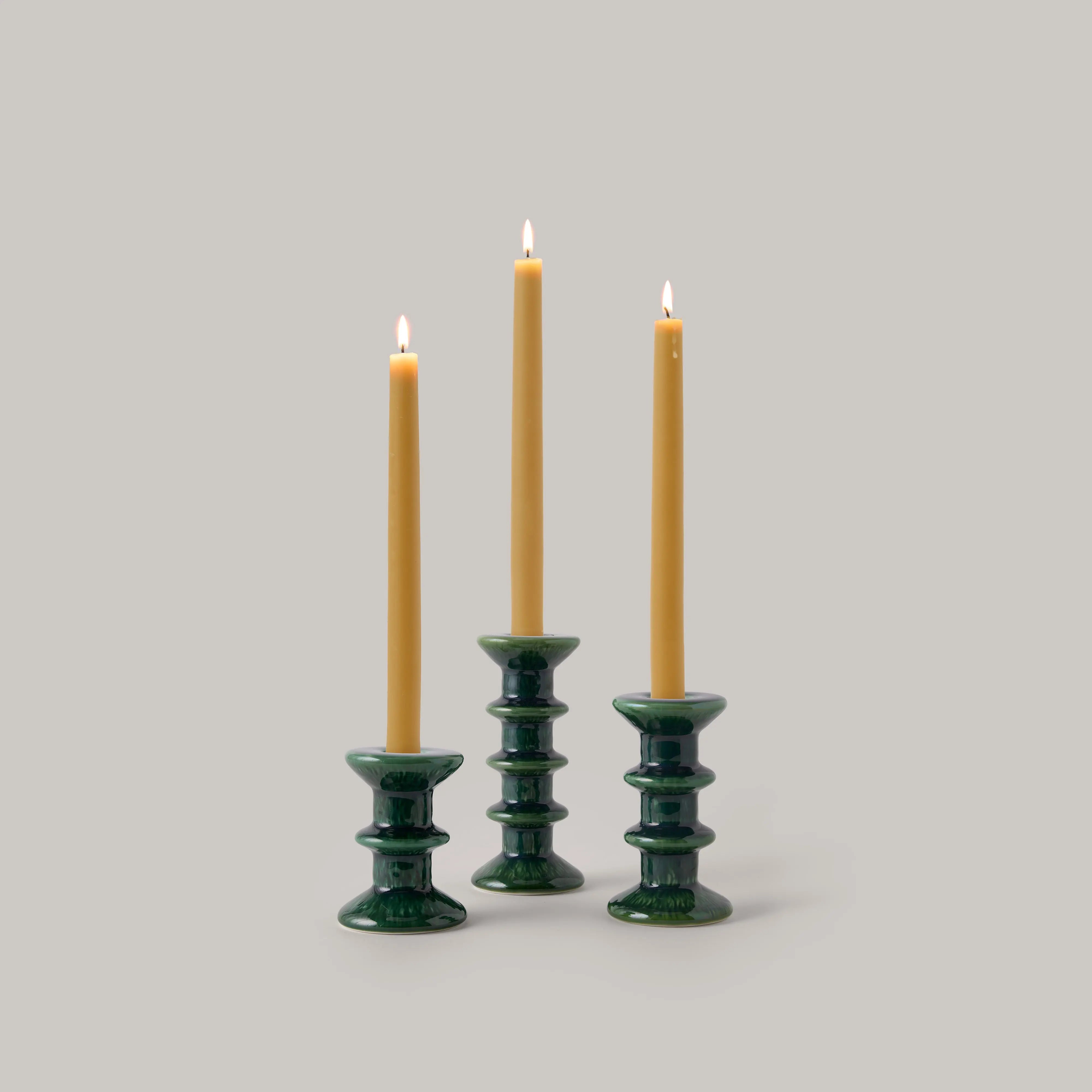 Moss Green Diomira Ceramic Candle Holder Pink & Tan