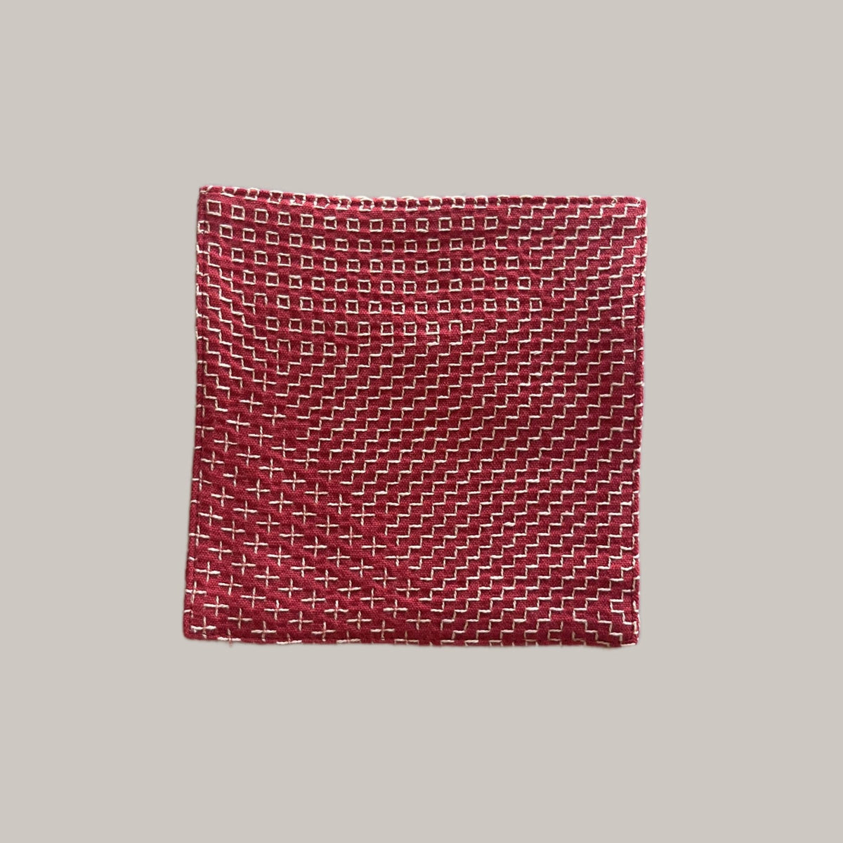 Pattern Stitch Fabric Coasters - Pink & Tan