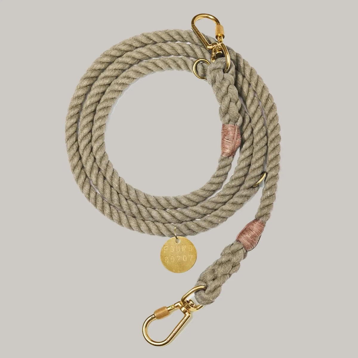 Found My Animal Rope Dog Leash Pink & Tan