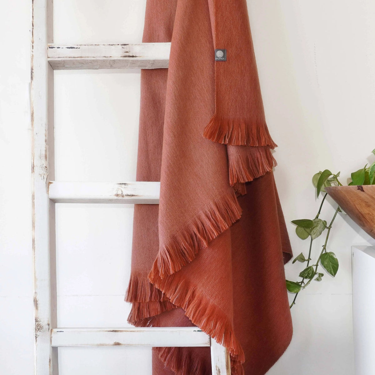 Rusted Coral Alpaca Double Sided Throw Shupaca Alpaca