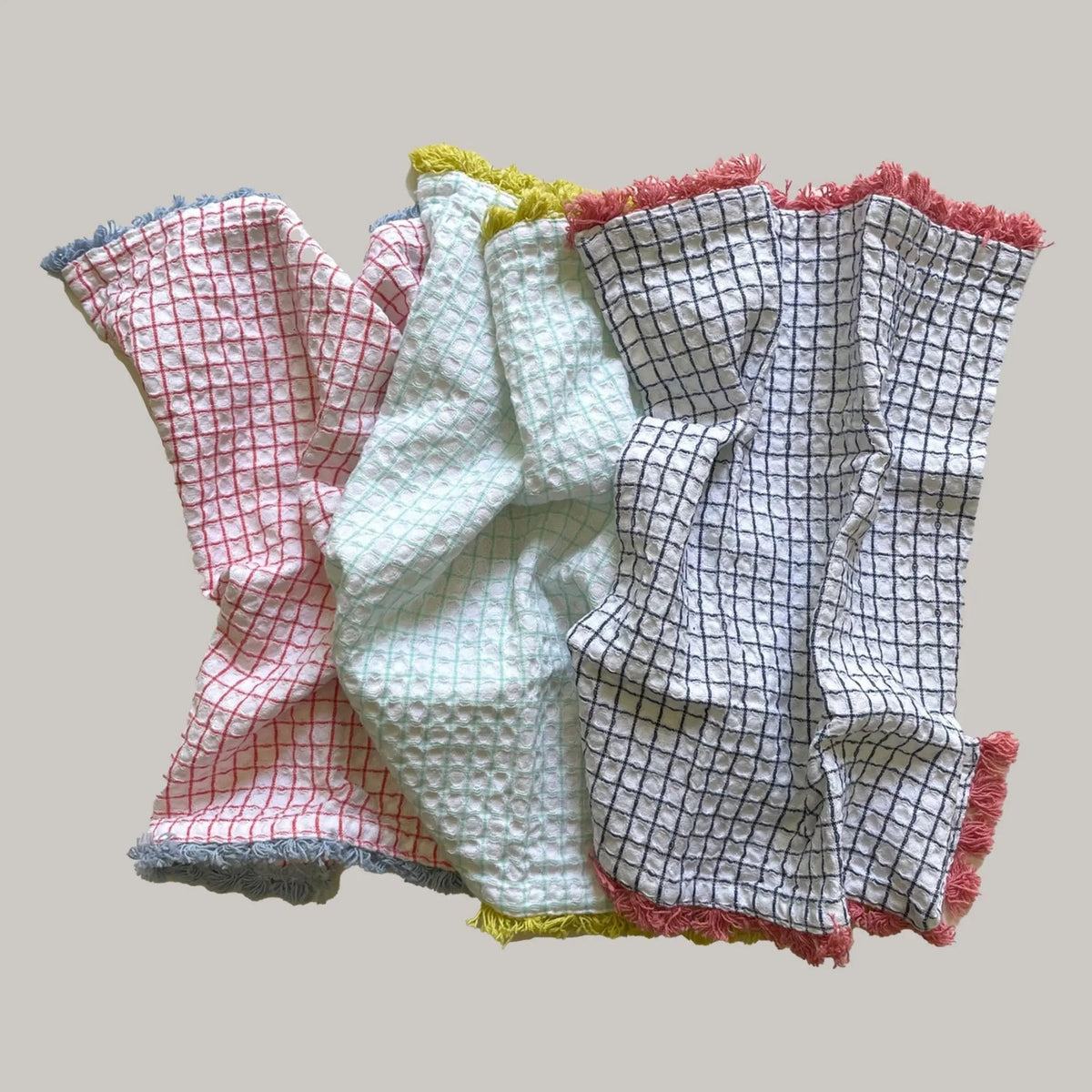 Waffle Cotton Dishcloths Pink & Tan