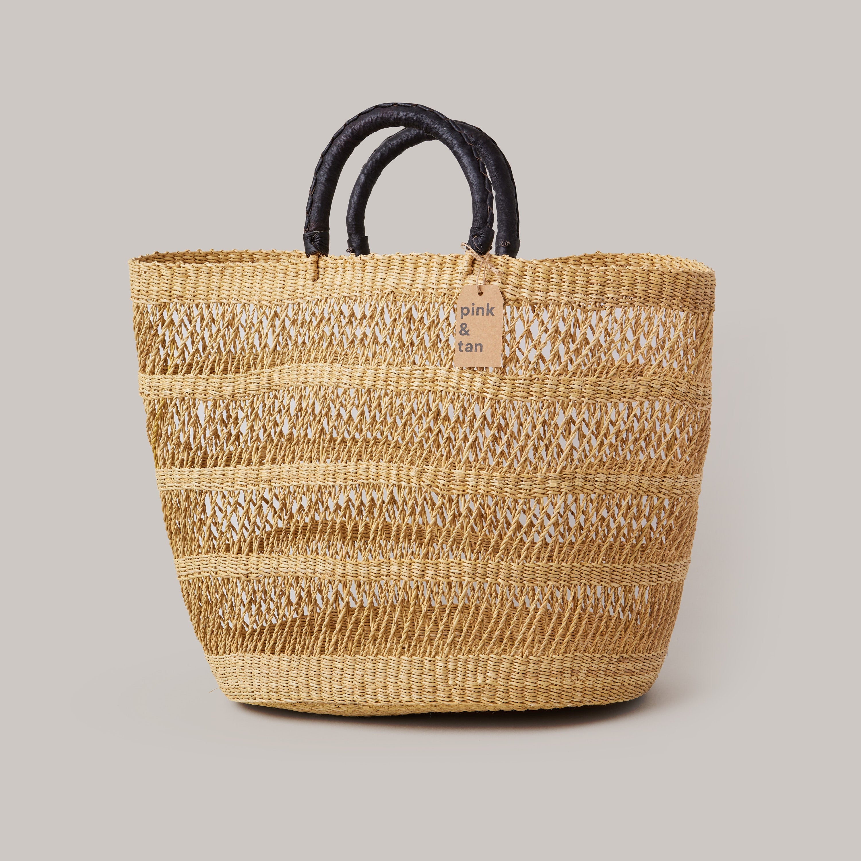 Basket Tote with Leather Handles
